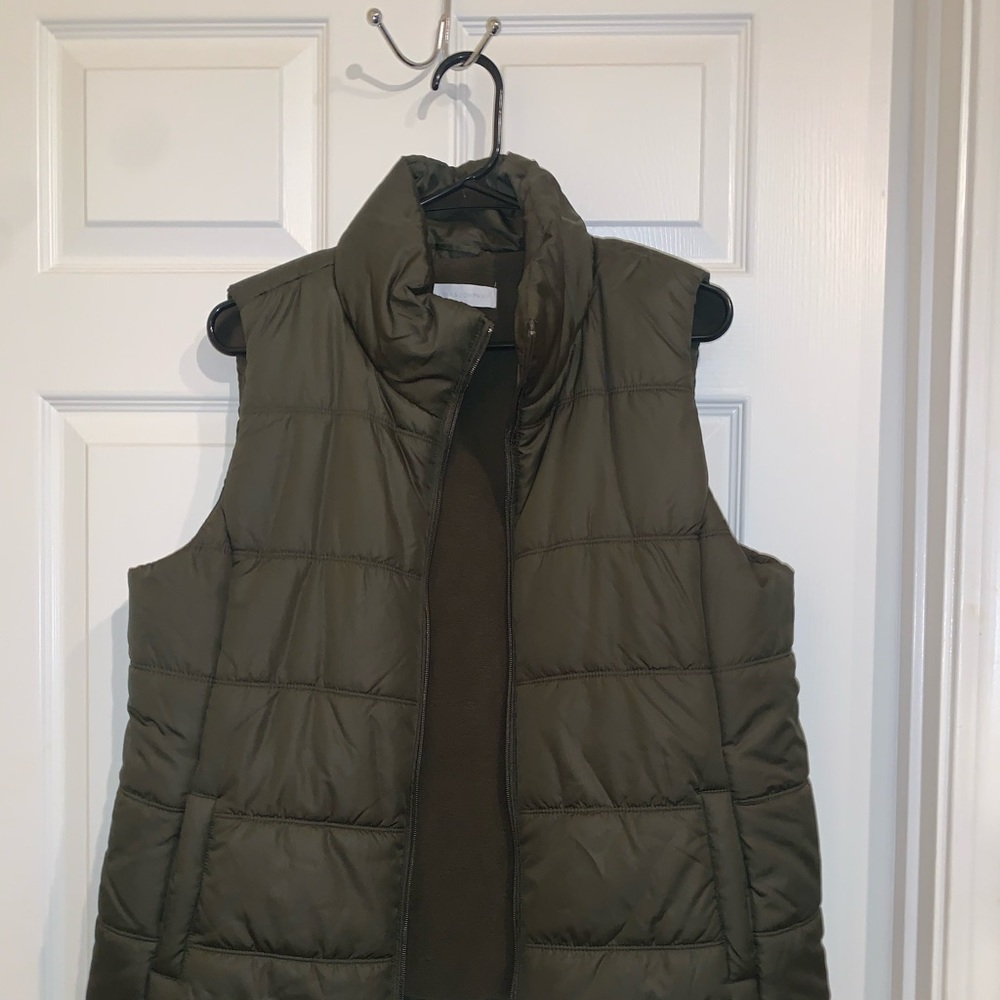 Olive green puffer vest